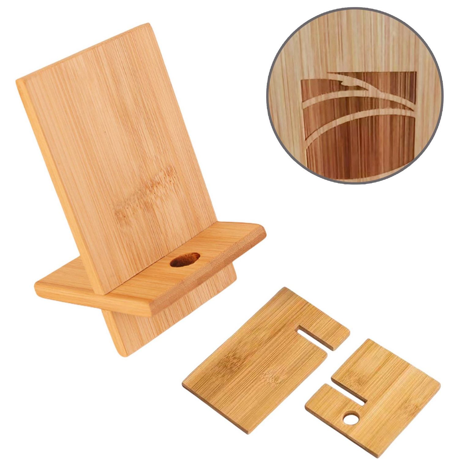 Soporte para teléfono móvil de bambú
