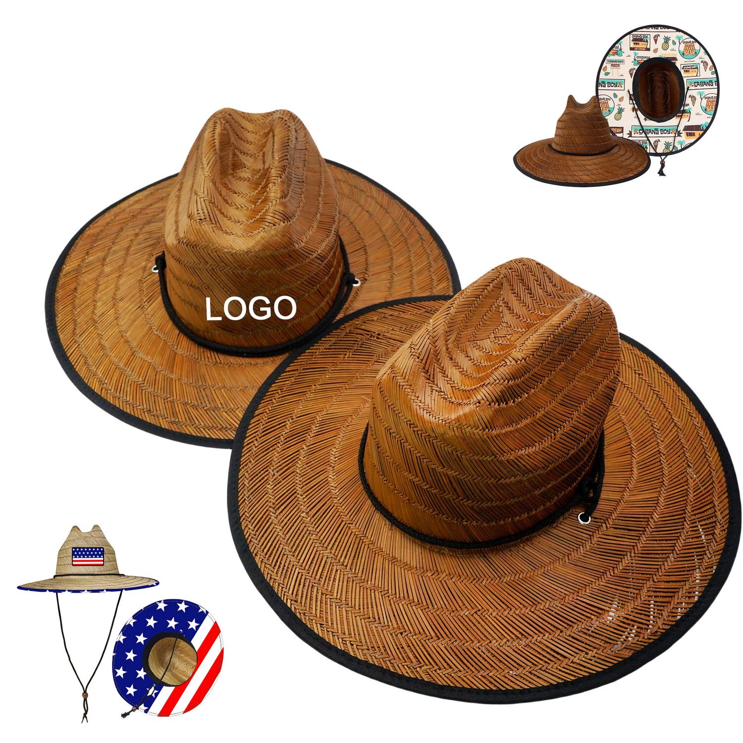 Sombreros de paja con impresión a color