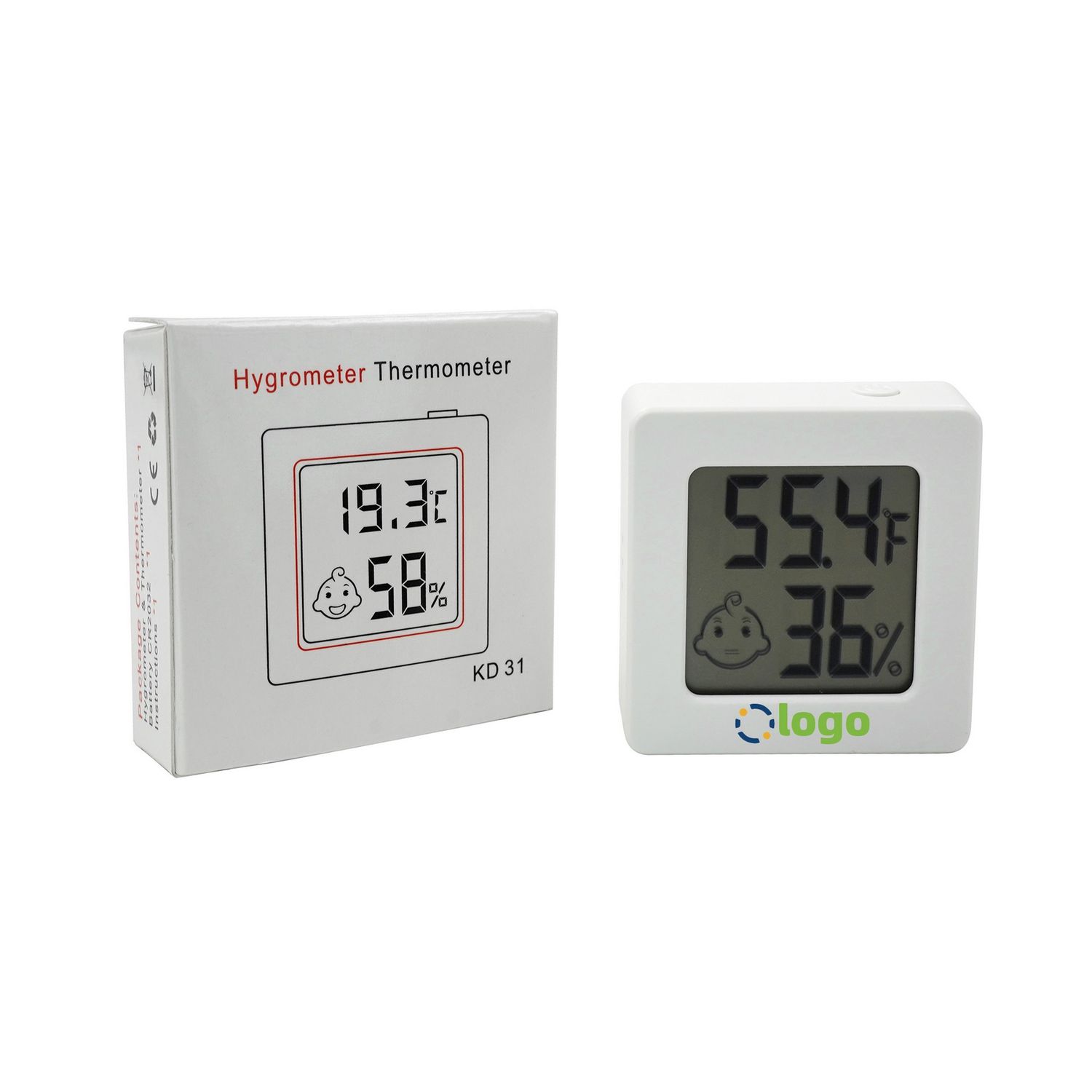 Termómetro e higrómetro con indicador de temperatura y humedad
