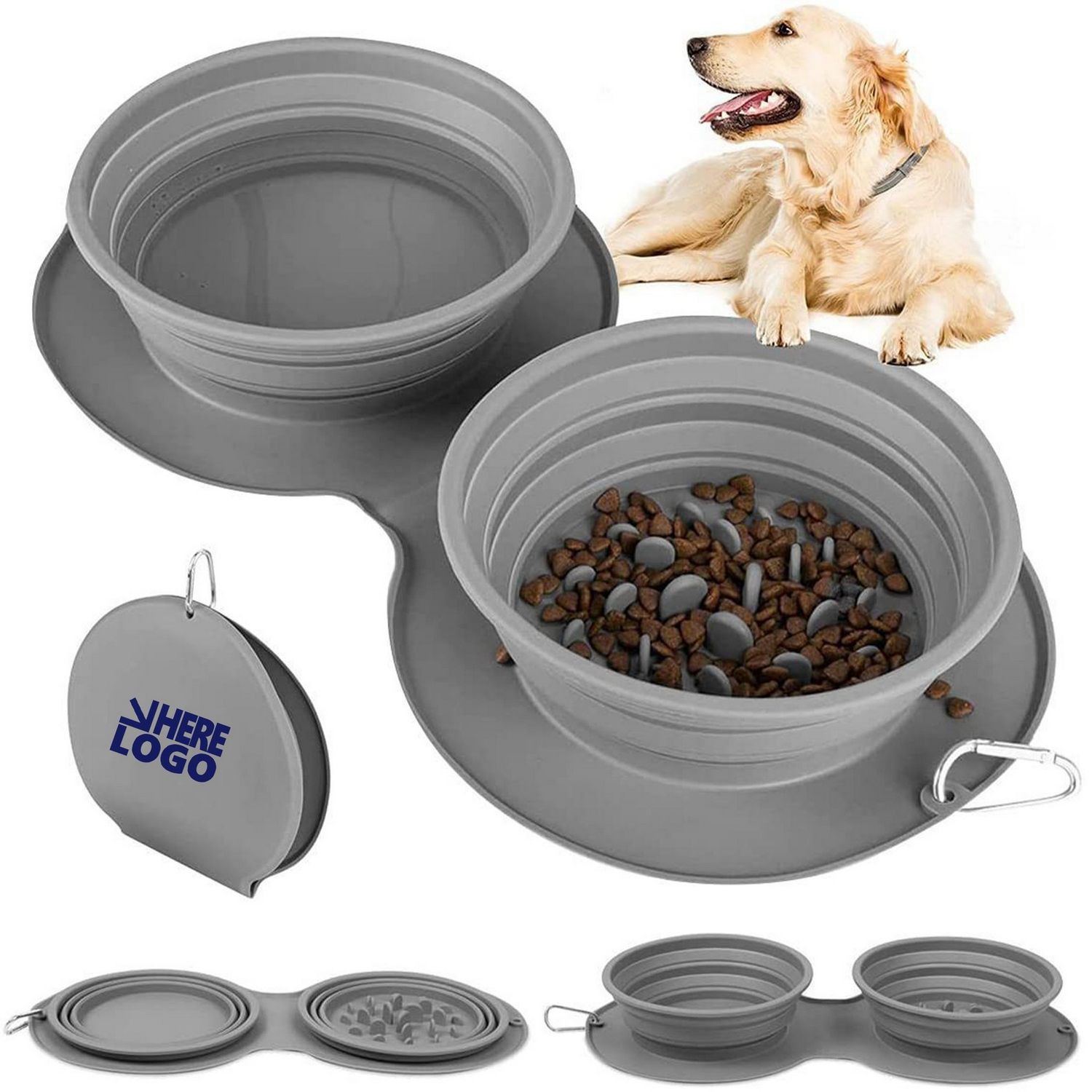 Tazón plegable doble para perros