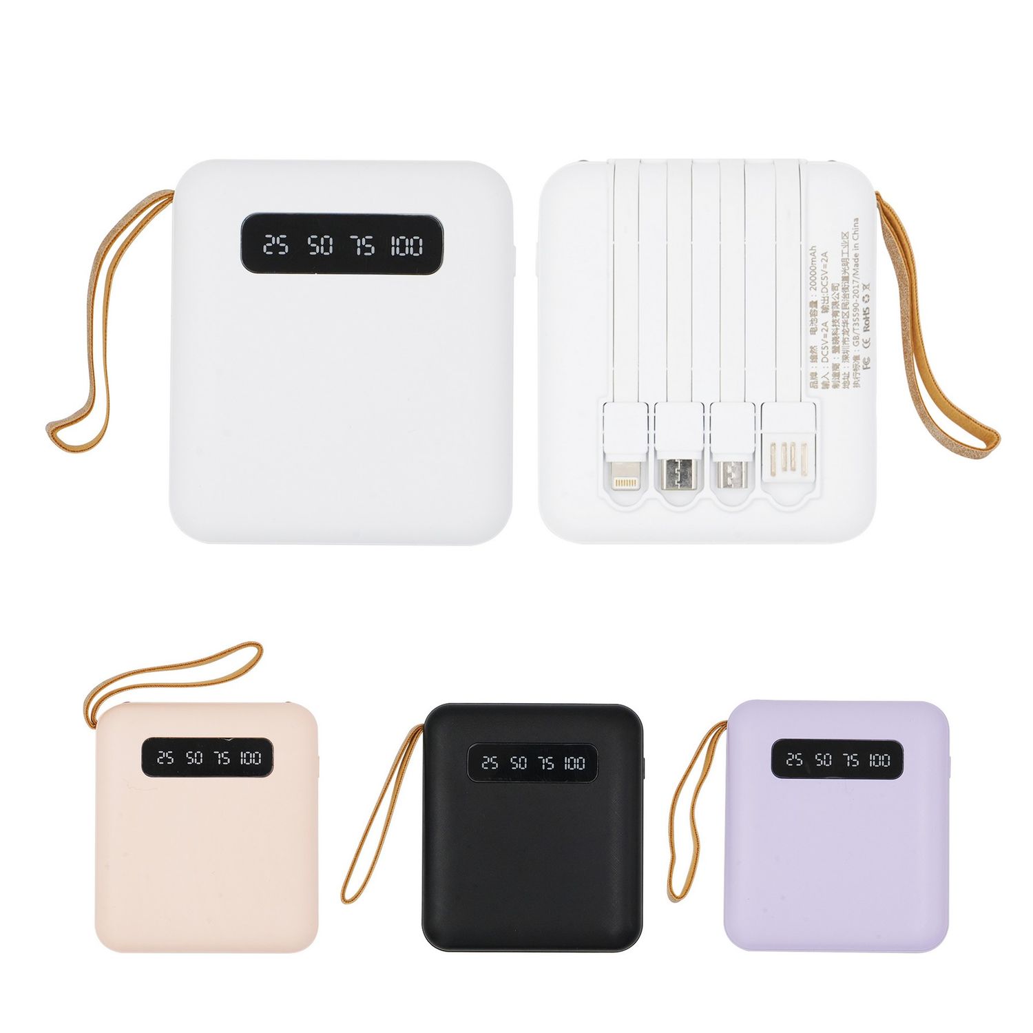 Power bank de 10,000mAh con cable incorporado