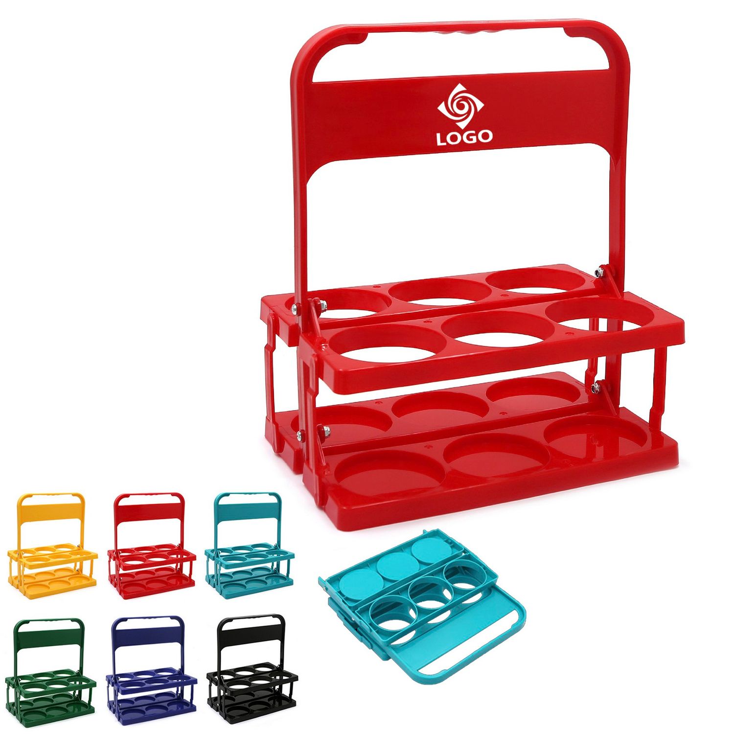 Porta botellas y vasos plegable de 6 espacios