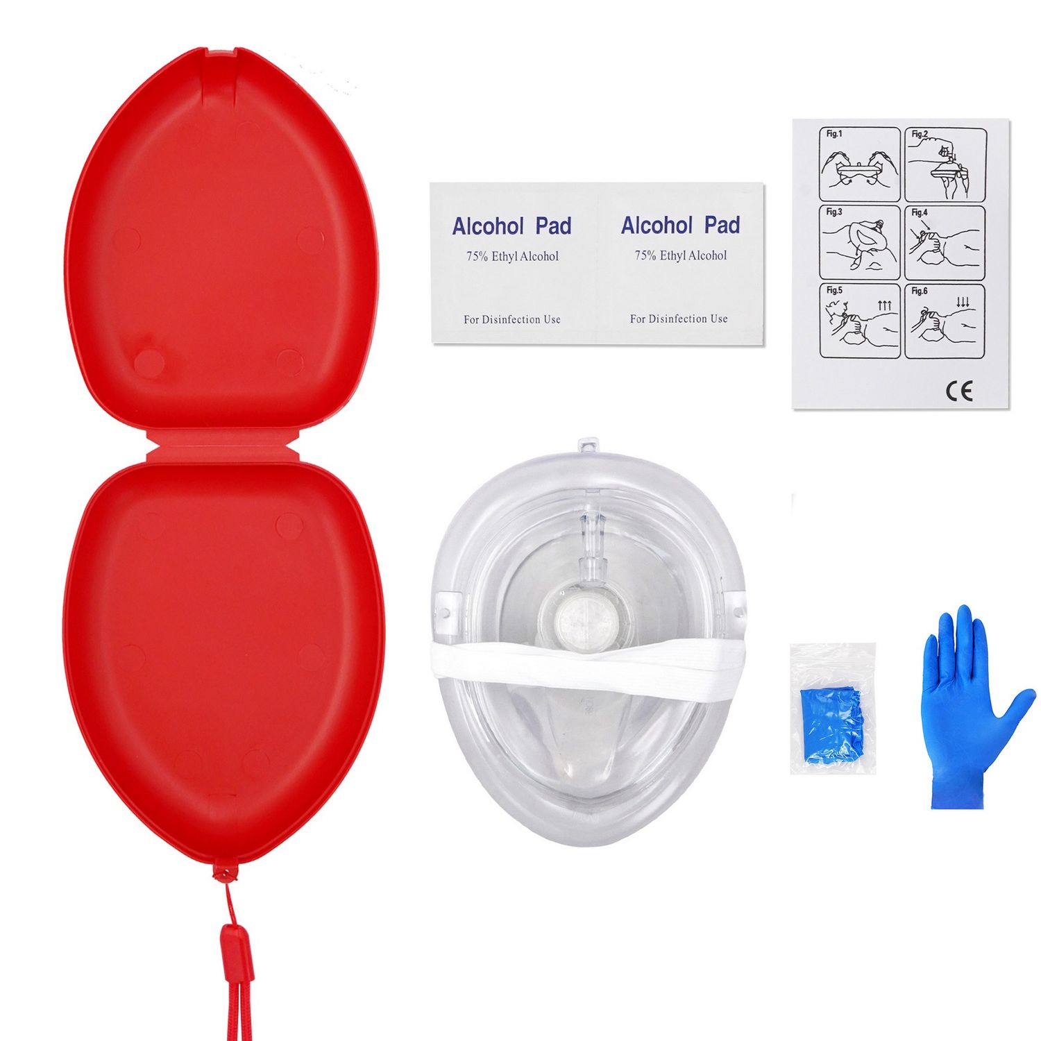 Kit de resucitación cardiopulmonar (RCP) con estuche rígido y correa