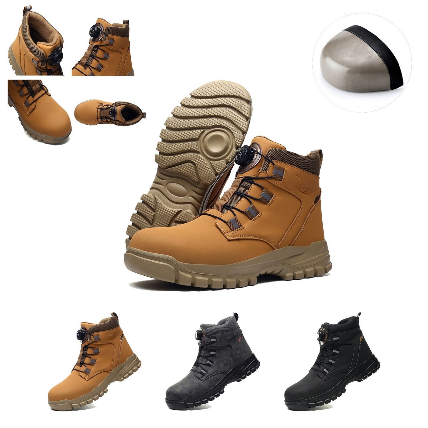 Zapatos de trabajo tipo bota alta con punta de acero
