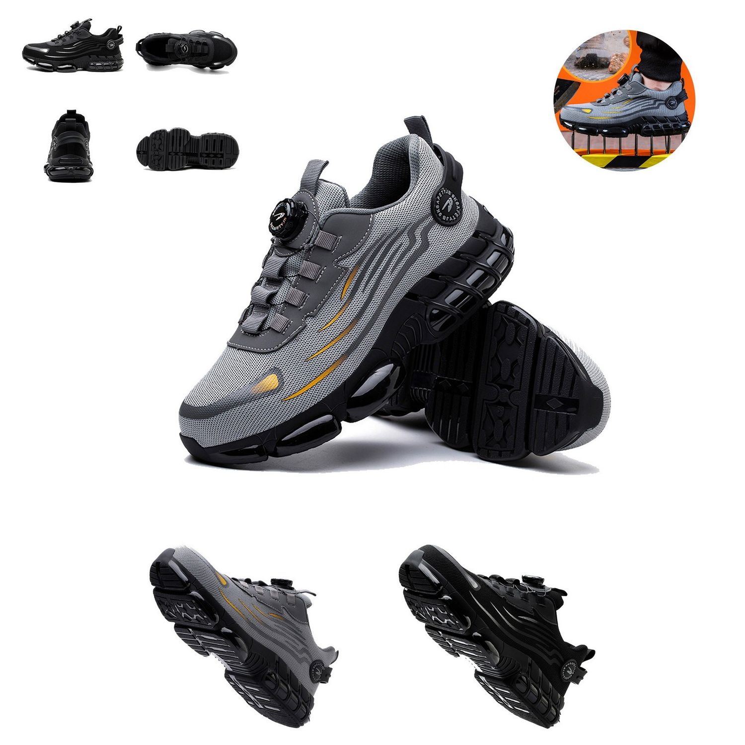 Modernos zapatos de seguridad con punta de acero