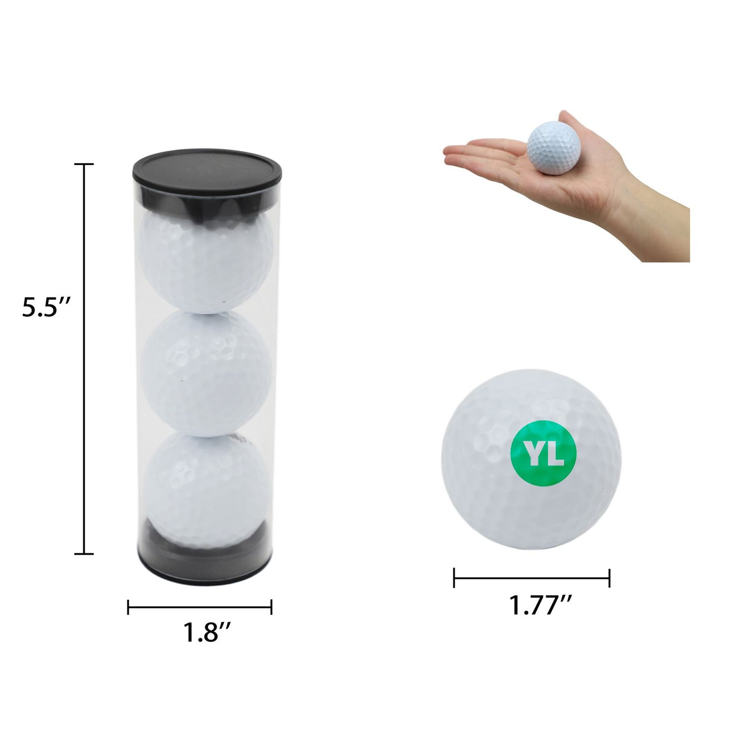 Bolas de golf (3) en tubo de PVC