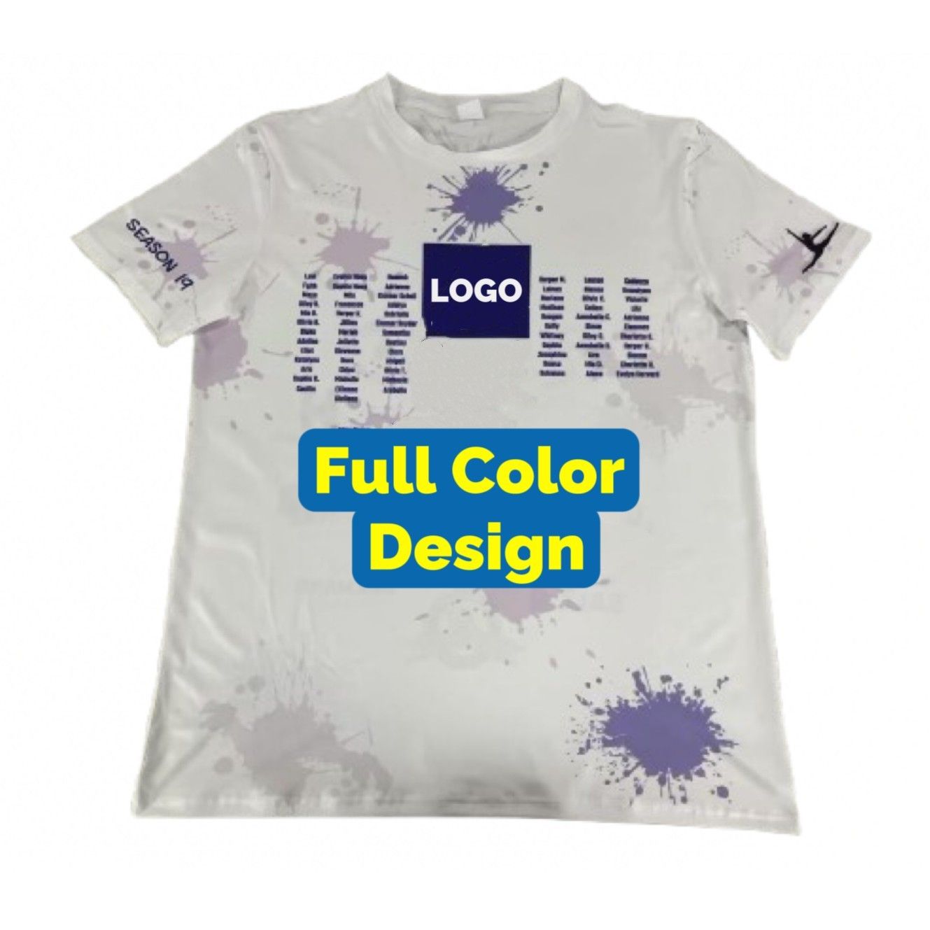 Camiseta de cuello redondo personalizada a todo color mediante sublimación