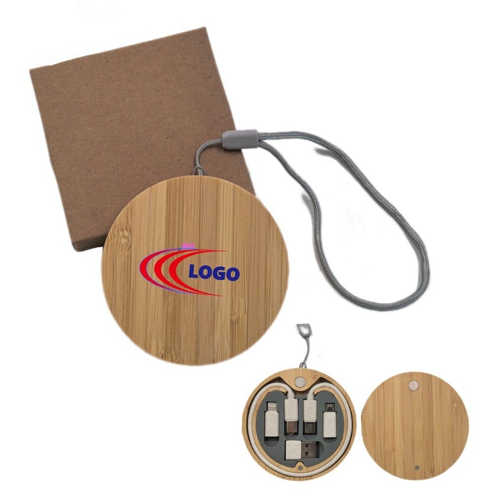 Kit de cables múltiples con caja de bambú