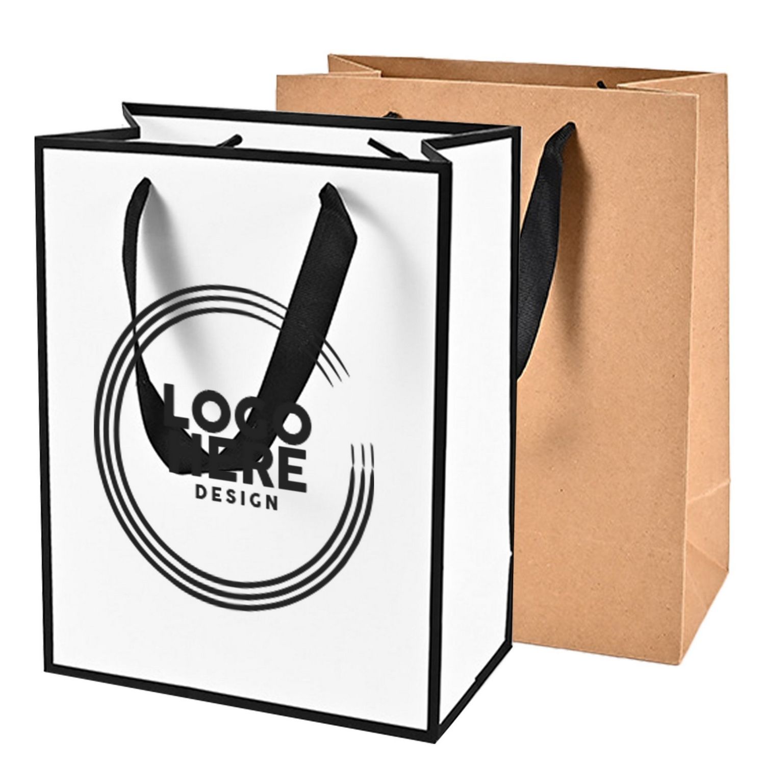 Bolsa de papel con asas de cinta