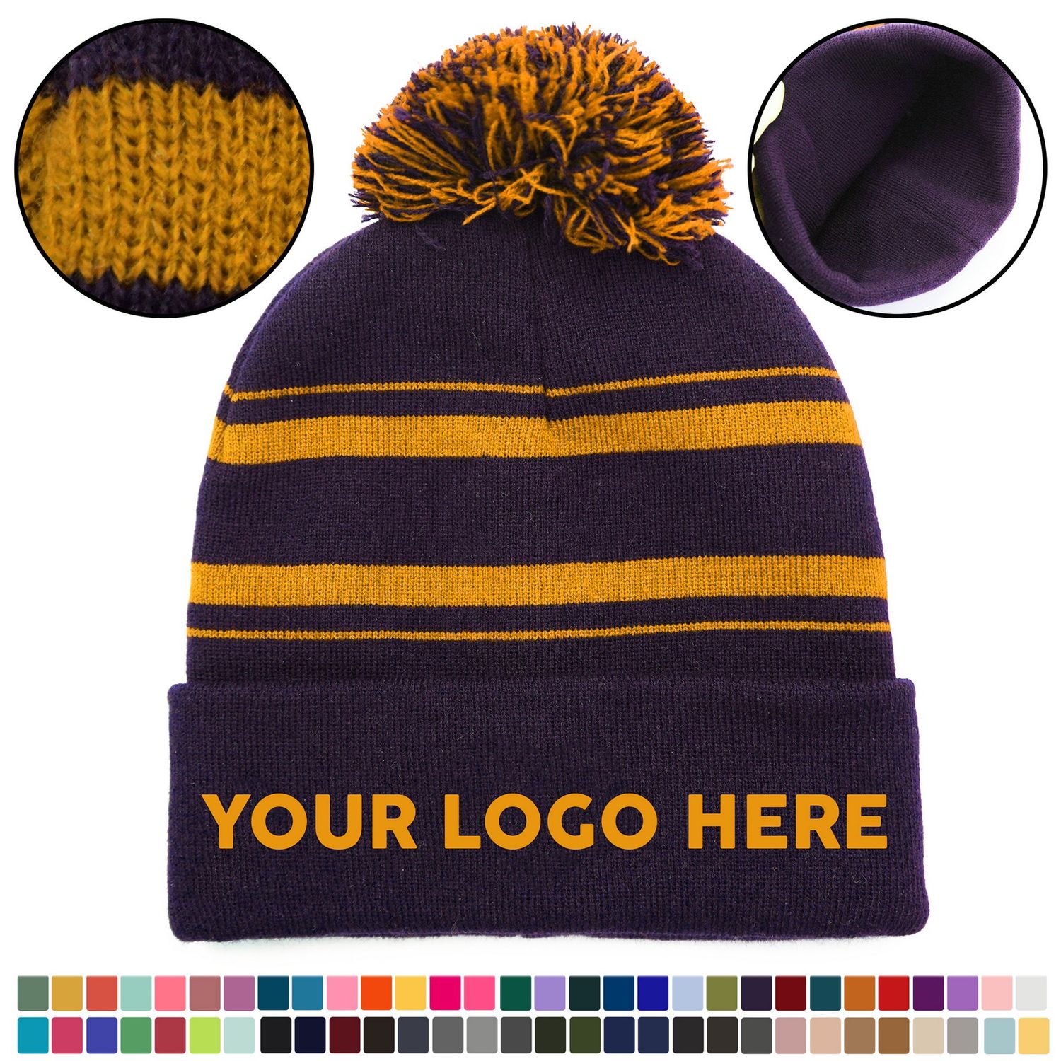 Gorro de invierno personalizable con pompón esponjoso