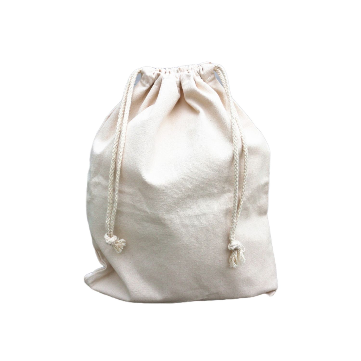 Bolsa de cordón confeccionada en lona de algodón color beige natural
