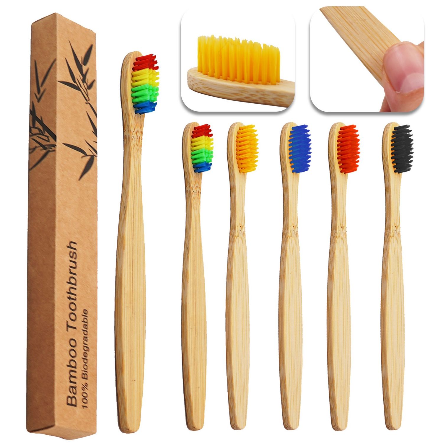 Cepillos de dientes infantiles de bambú en colores llamativos