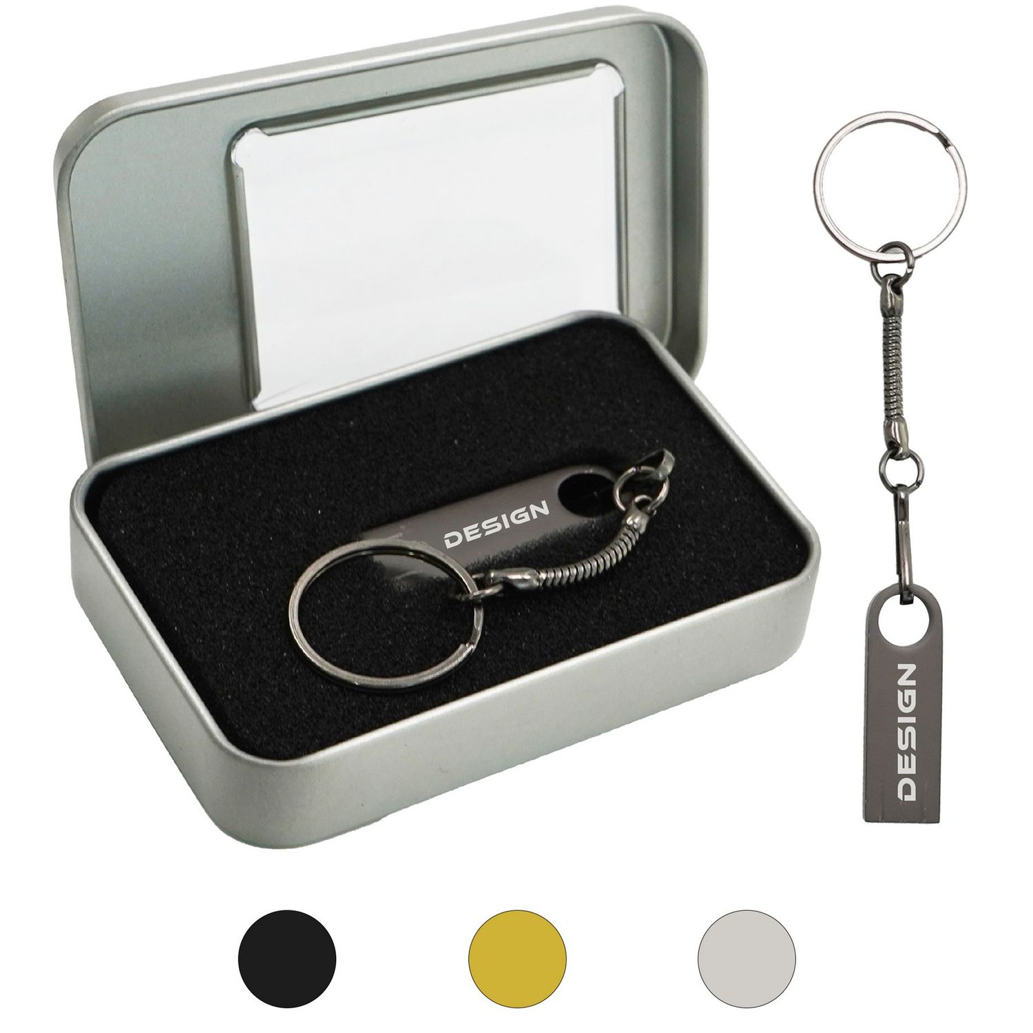 Memoria USB metálica con llavero y estuche