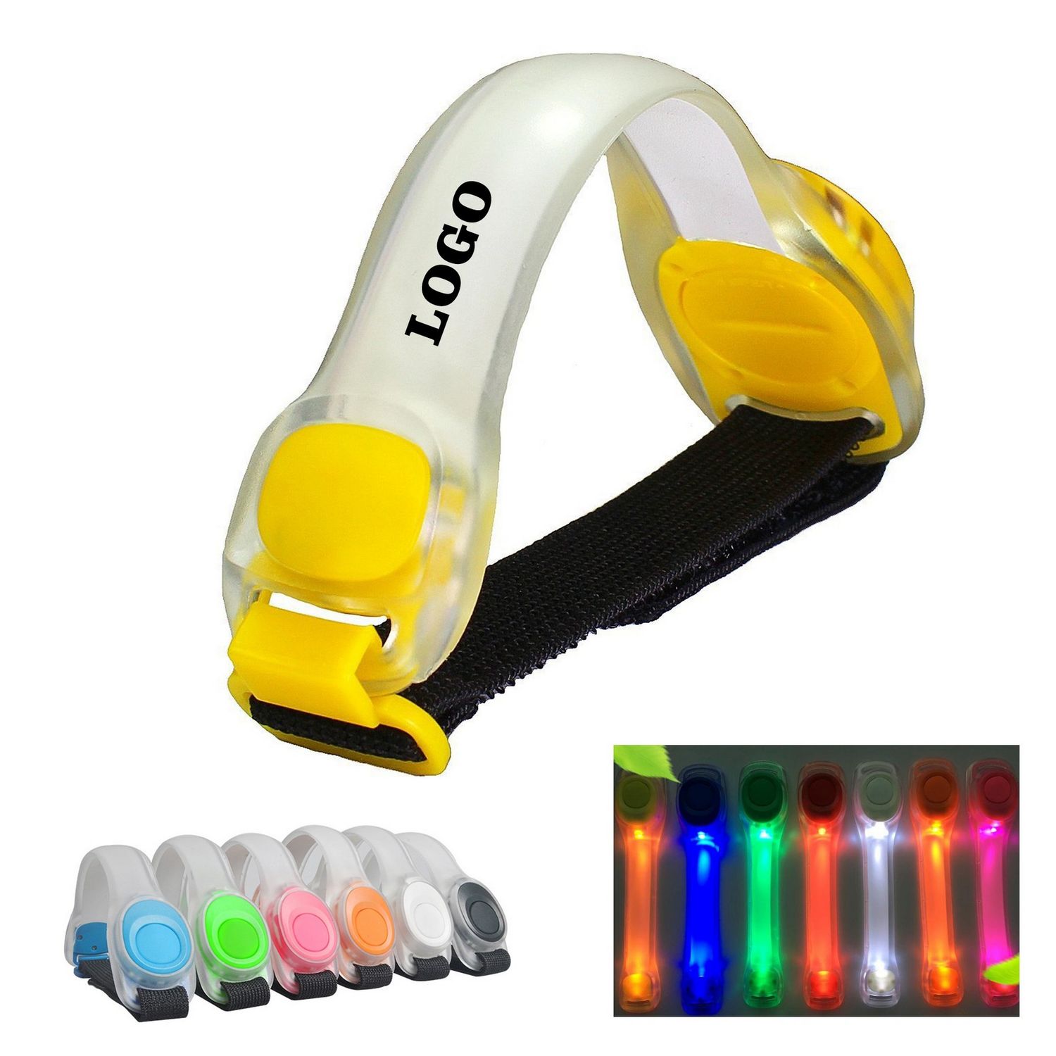 Brazalete luminoso con luz LED fabricado en PVC