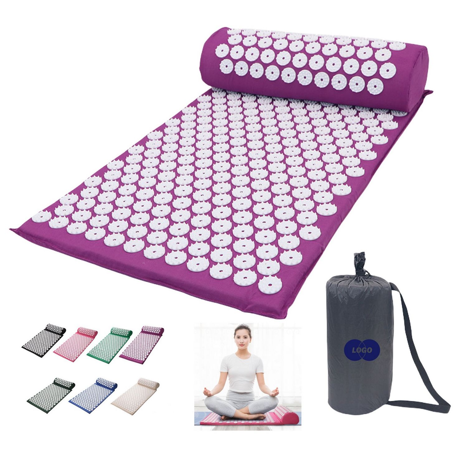 Tapete de acupresión para yoga con bolsa de almacenamiento