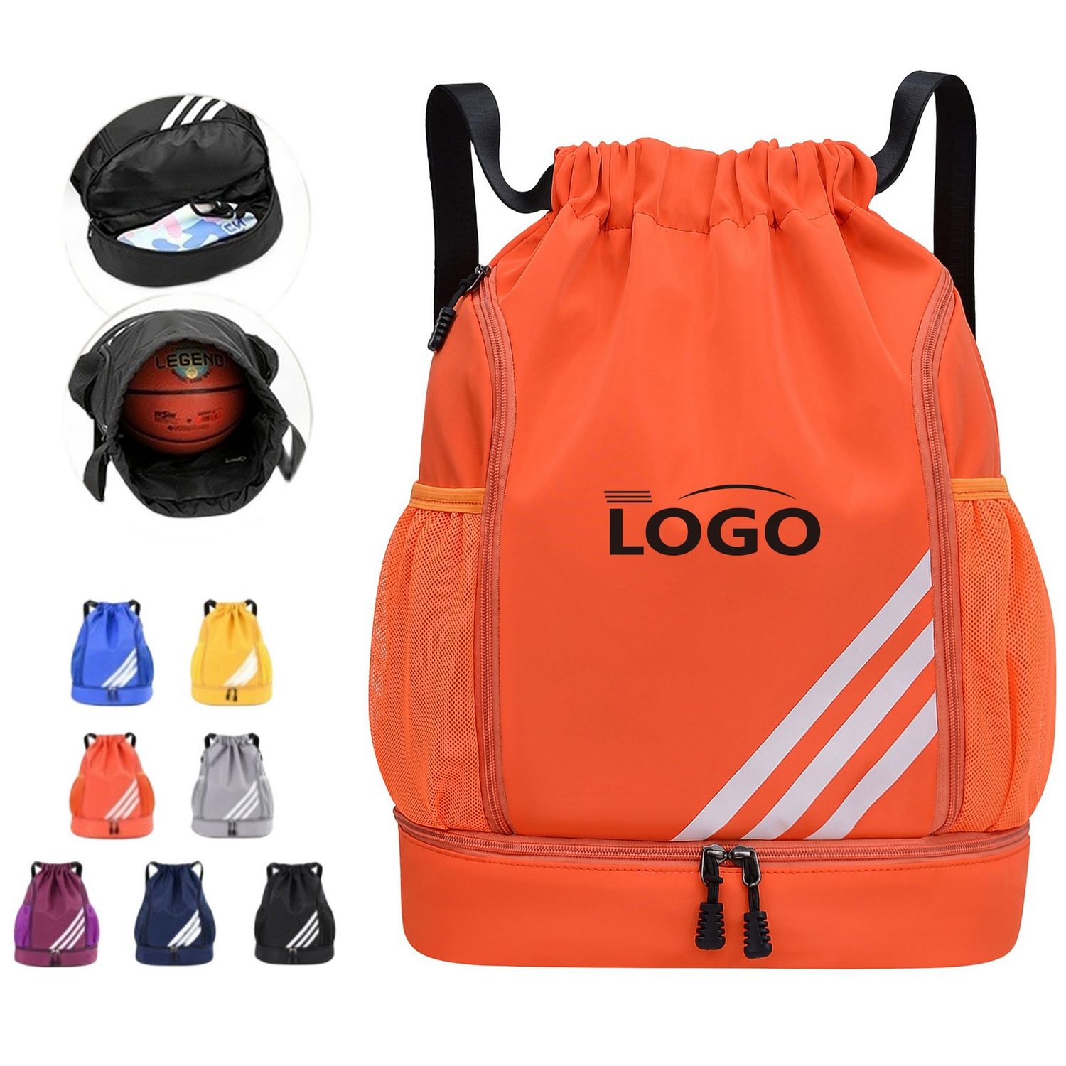 Mochila deportiva con cordón ajustable