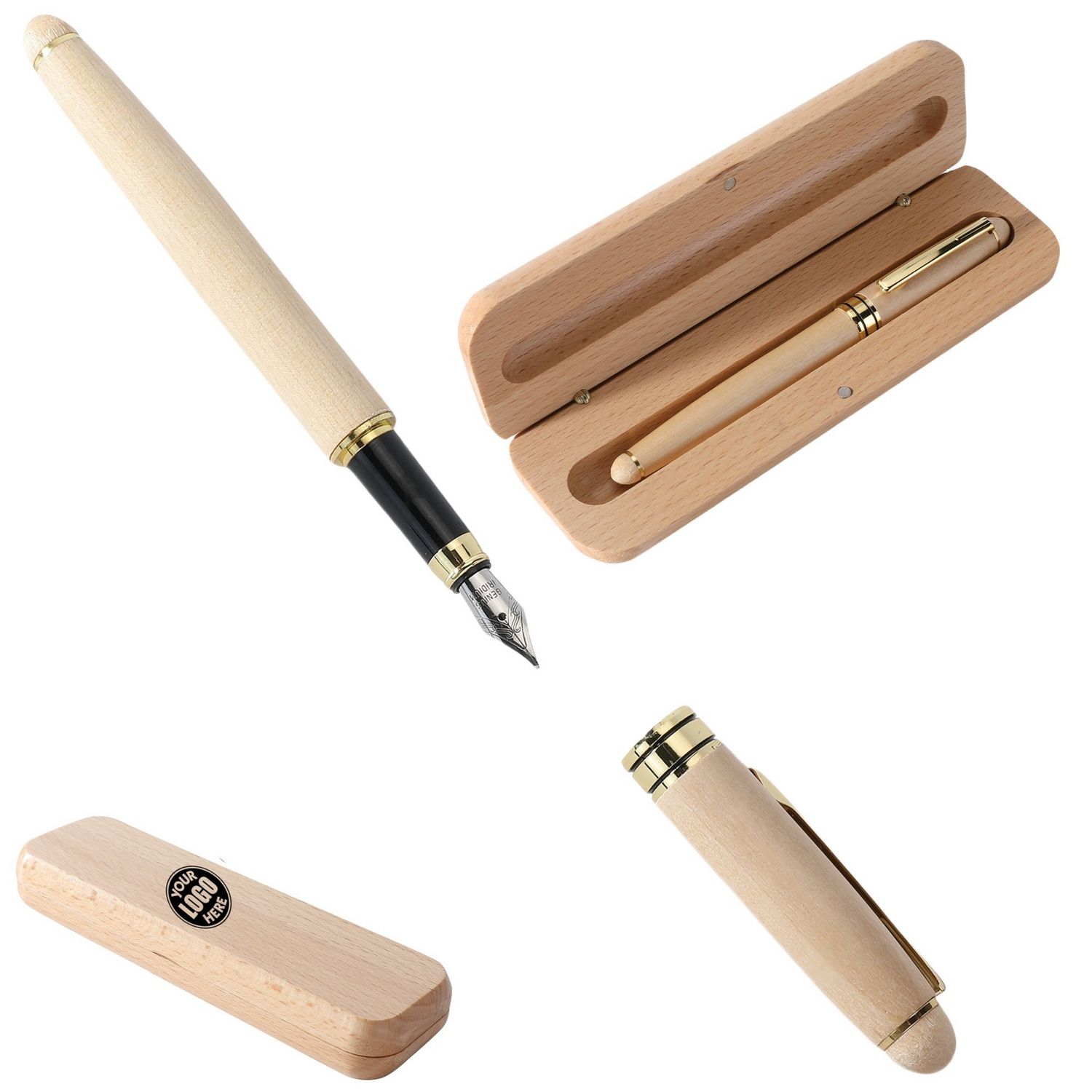 Juego de bolígrafos de madera con estuche de regalo