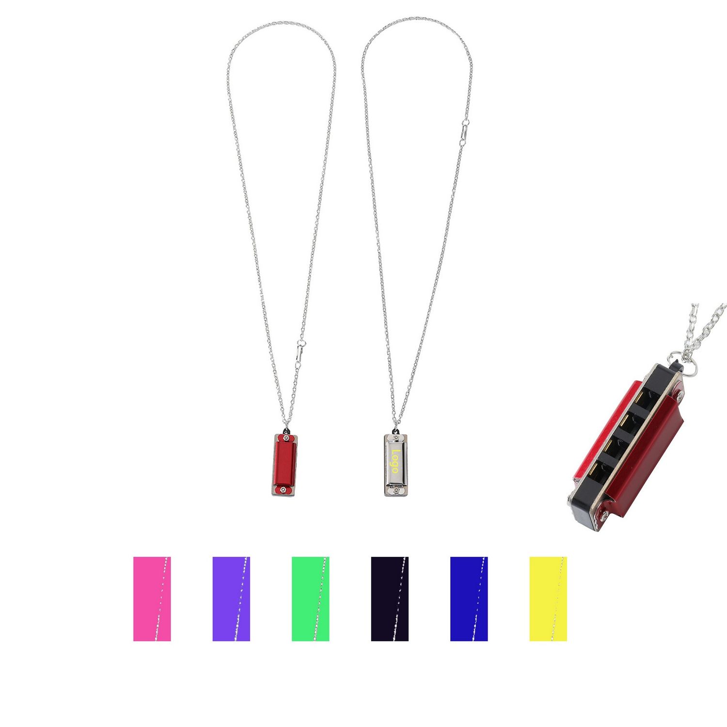 Mini armónica con cadena metálica decorativa