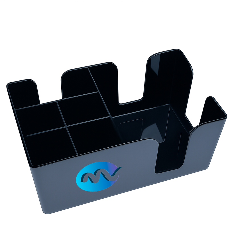 Porta servilletas de plástico ABS ecológico de color negro para barra de 6 compartimentos