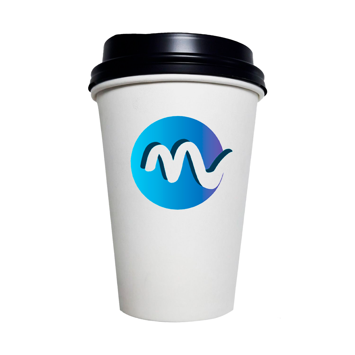 Vaso de papel blanco de 12 oz con tapa