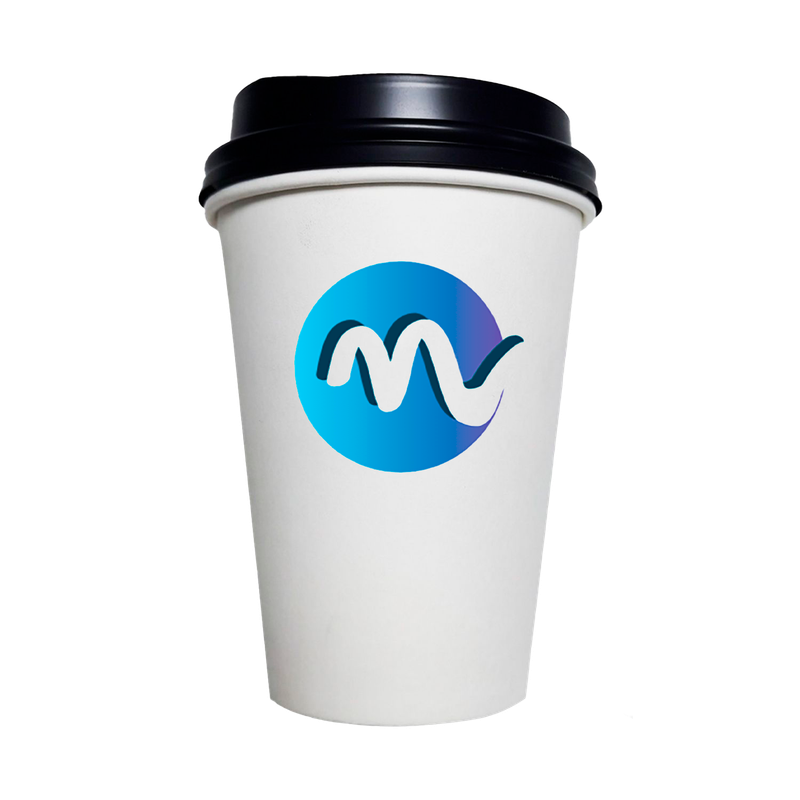 Vaso de papel blanco de 12 oz con tapa