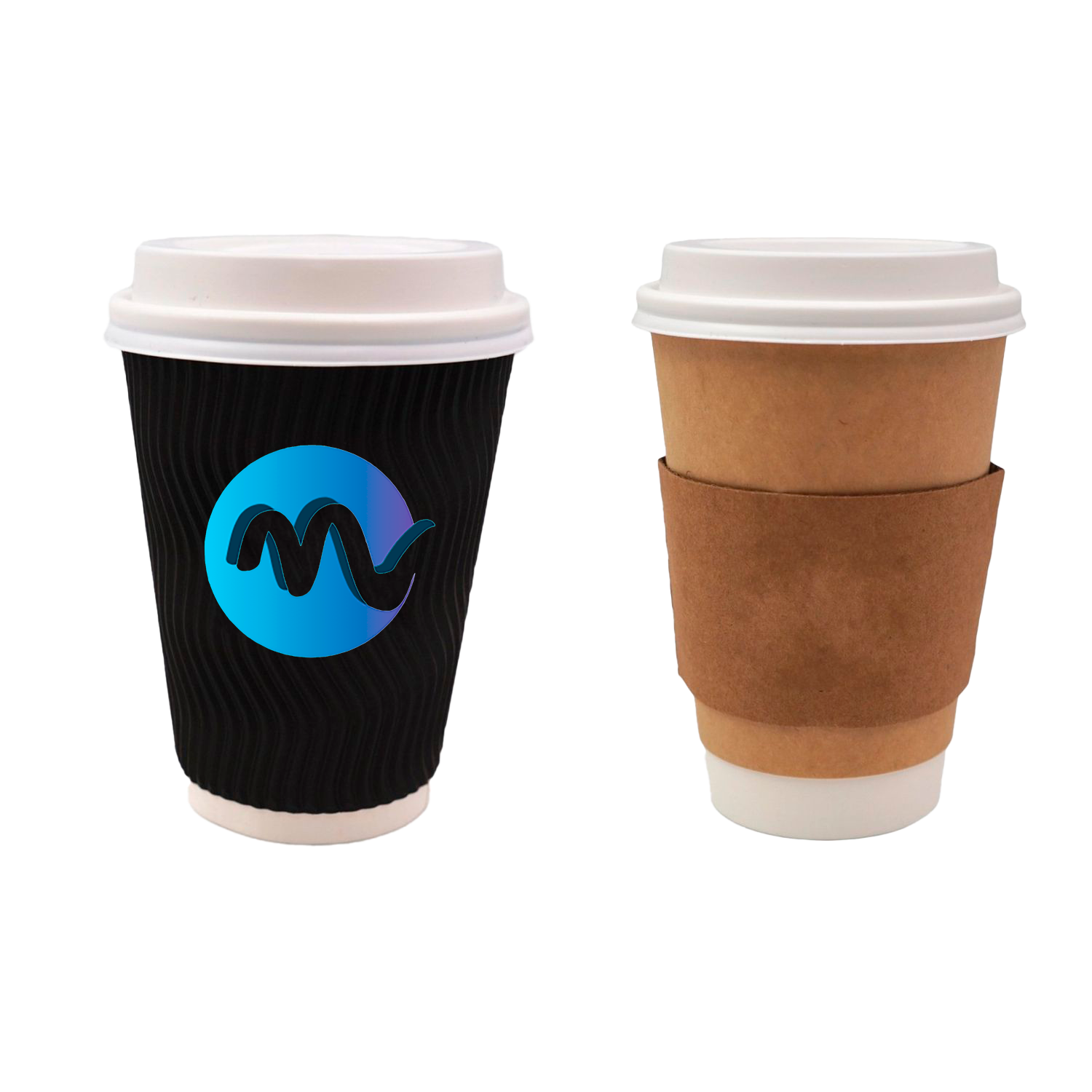 Vasos de café de papel de doble pared con tapa