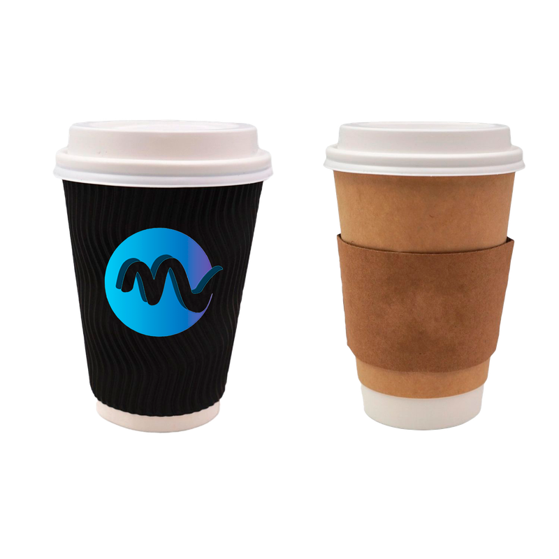 Vasos de café de papel de doble pared con tapa