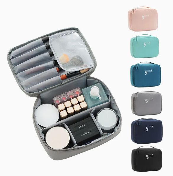 Bolsa organizadora de cosméticos ecológica y plegable para viajes con gancho