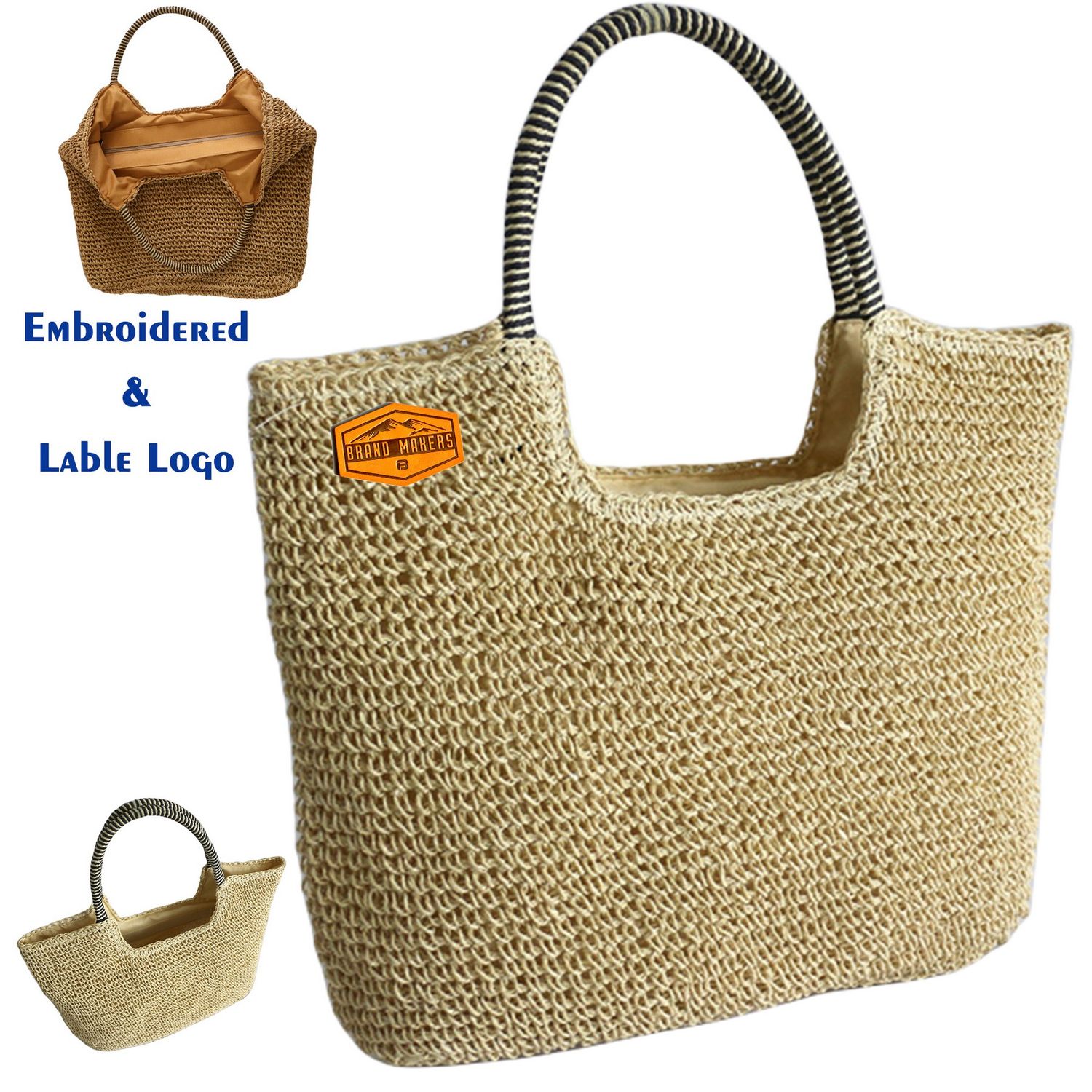 Bohemian woven straw handbag