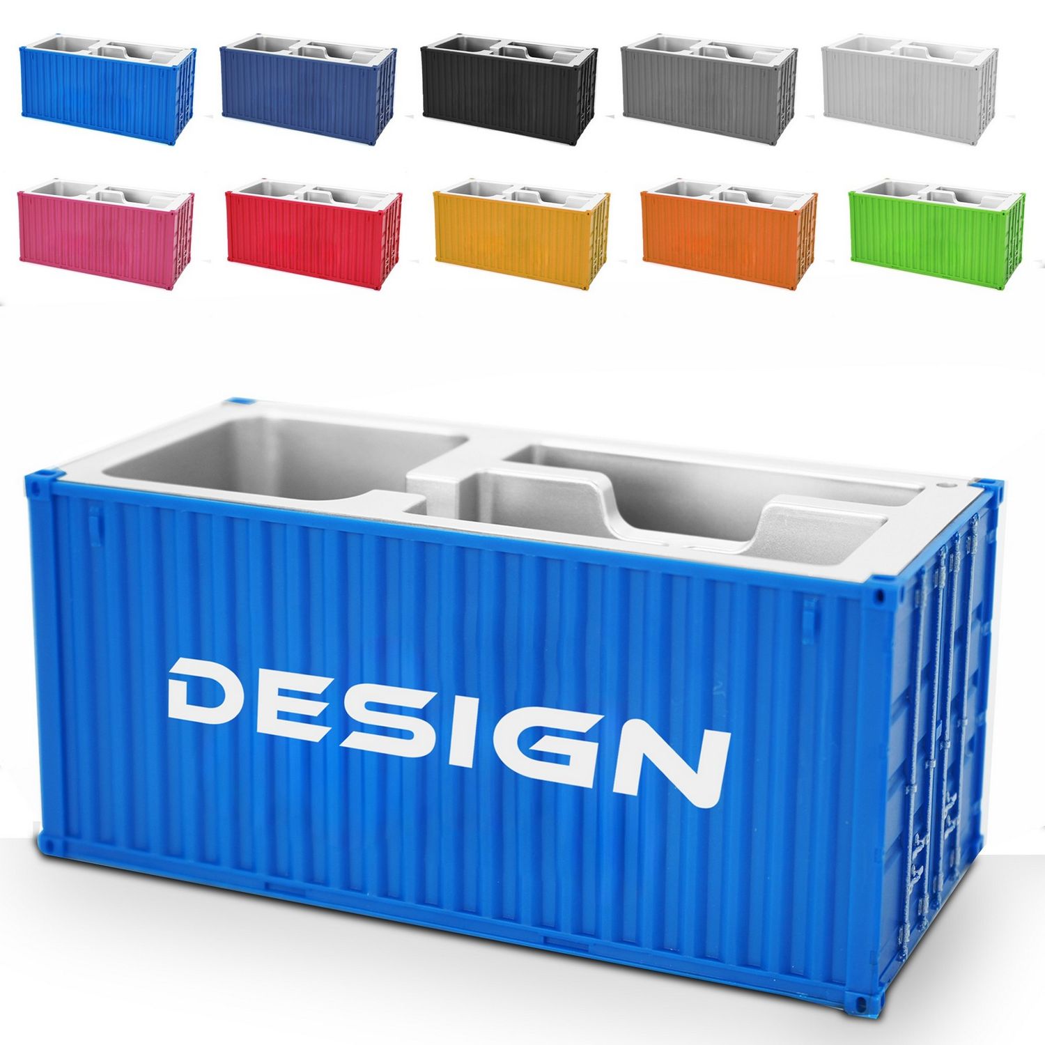 Container-style business card and desk organizer box