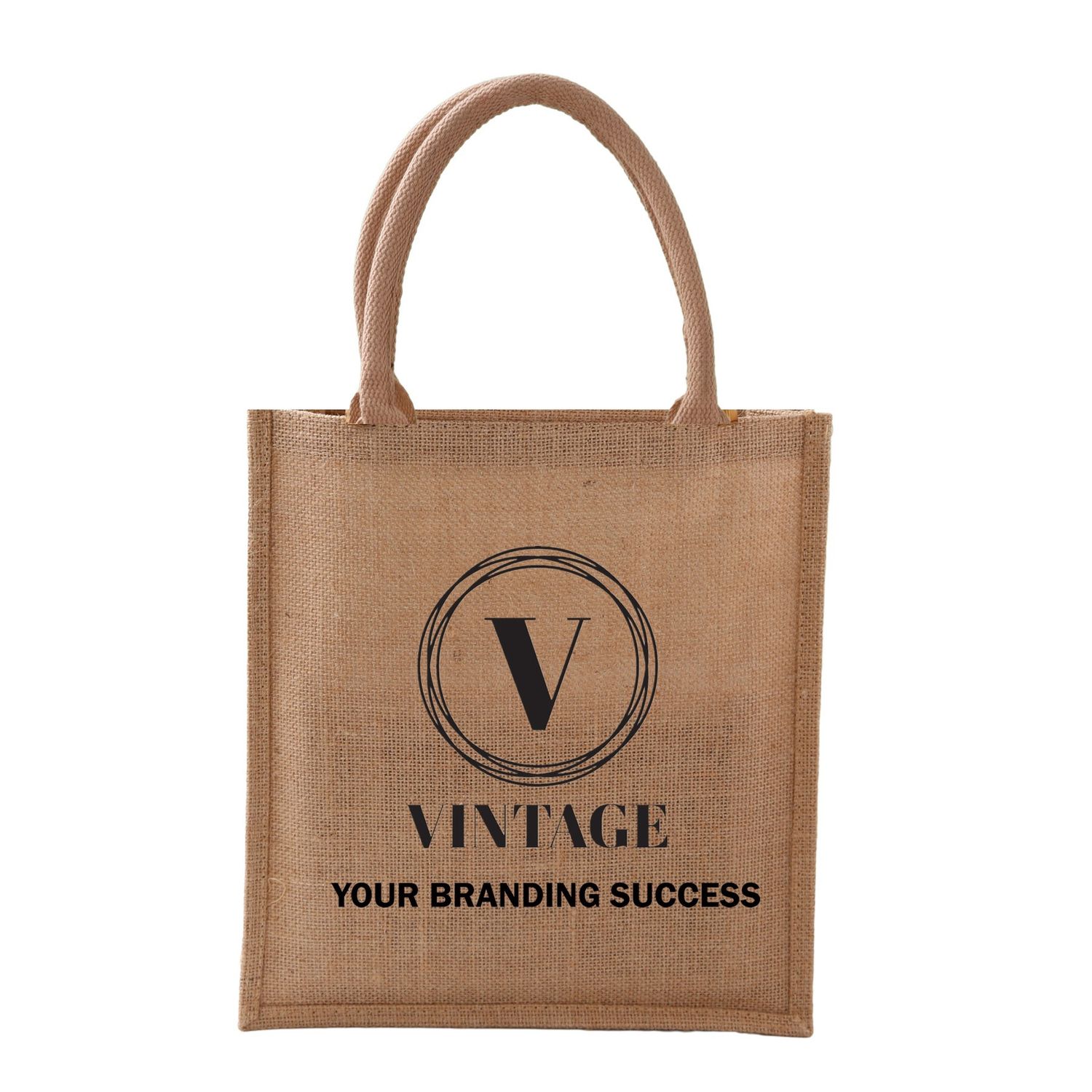 Large laminated jute tote bag