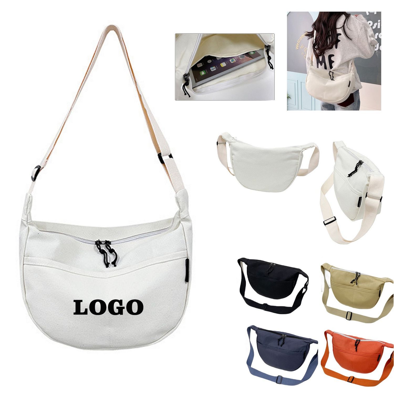 Canvas messenger bag with a crossbody design