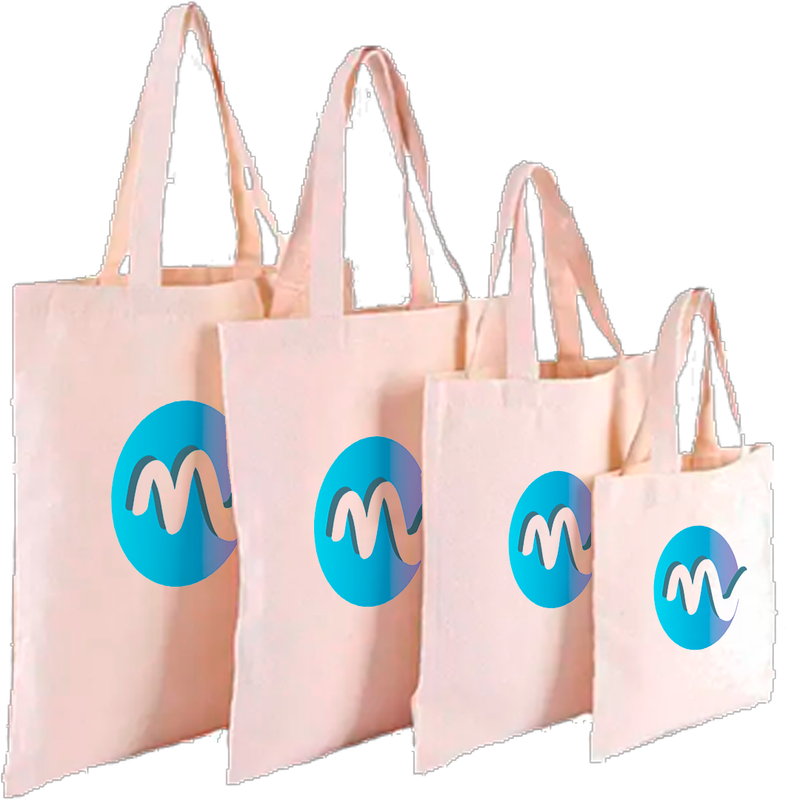 Bolsa tipo tote económica color crema 15" de alto x 14" de ancho x 9" de asa