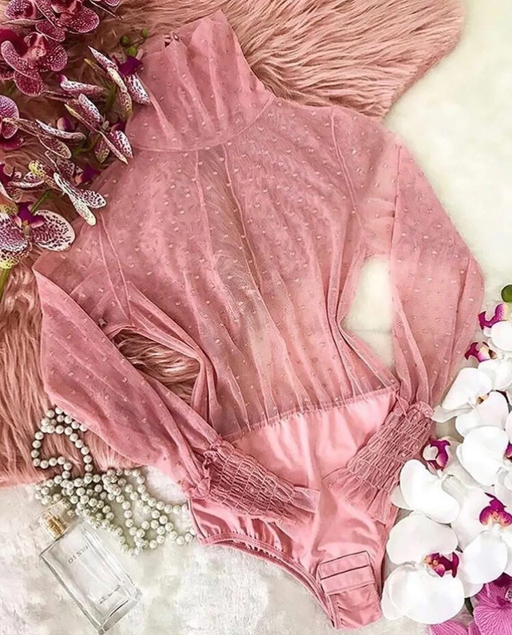 Rosé Tulle Bodysuit