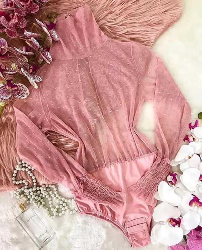 Rosé Tulle Bodysuit