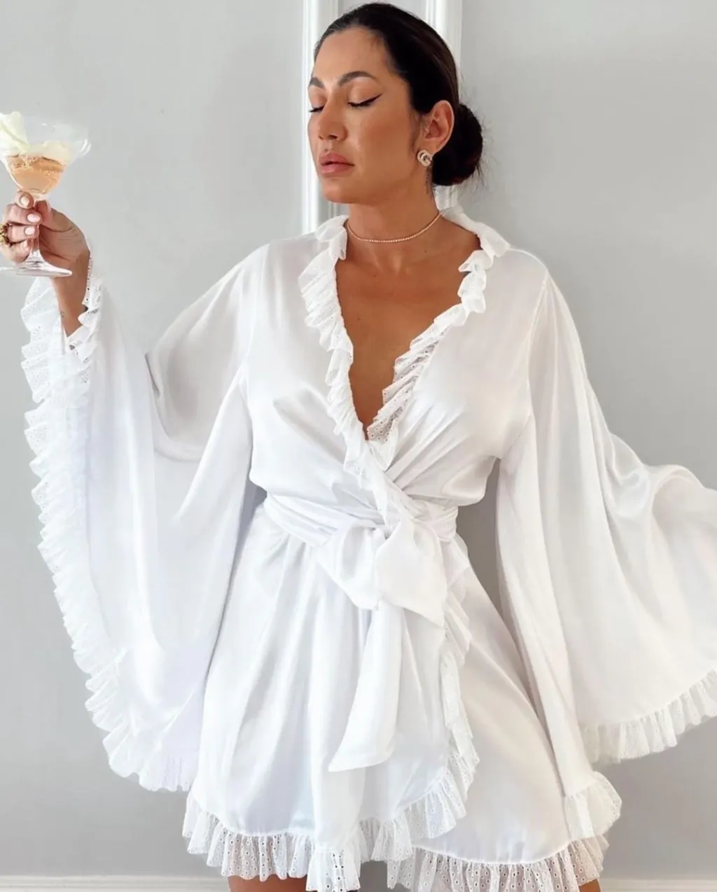 Bat Sleeve White Robe