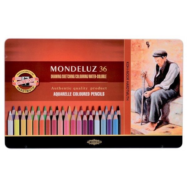 Aquarelpotloden Mondeluz gold set 36 in blik