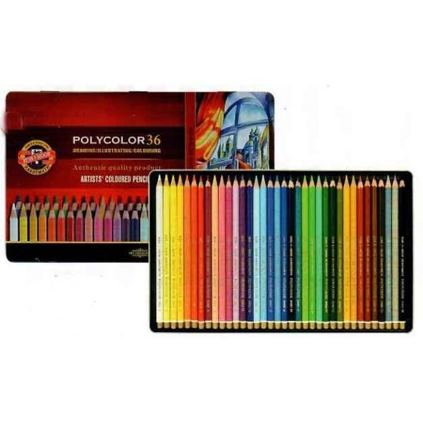 Polycolor kleurpotloden 36st in blik