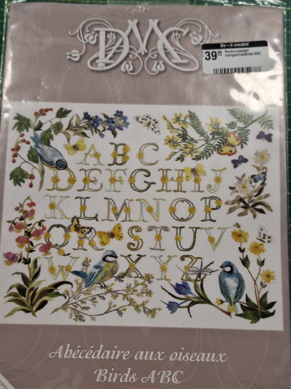 Borduurpakket voorgedrukt Birds ABC