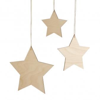 Houten deco Ster, FSC Mix Credit naturel