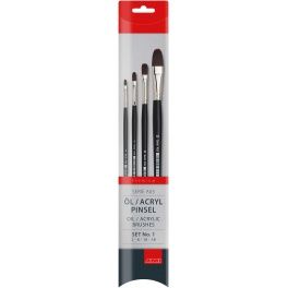 Penselenset  kattetong voor olie/acryl