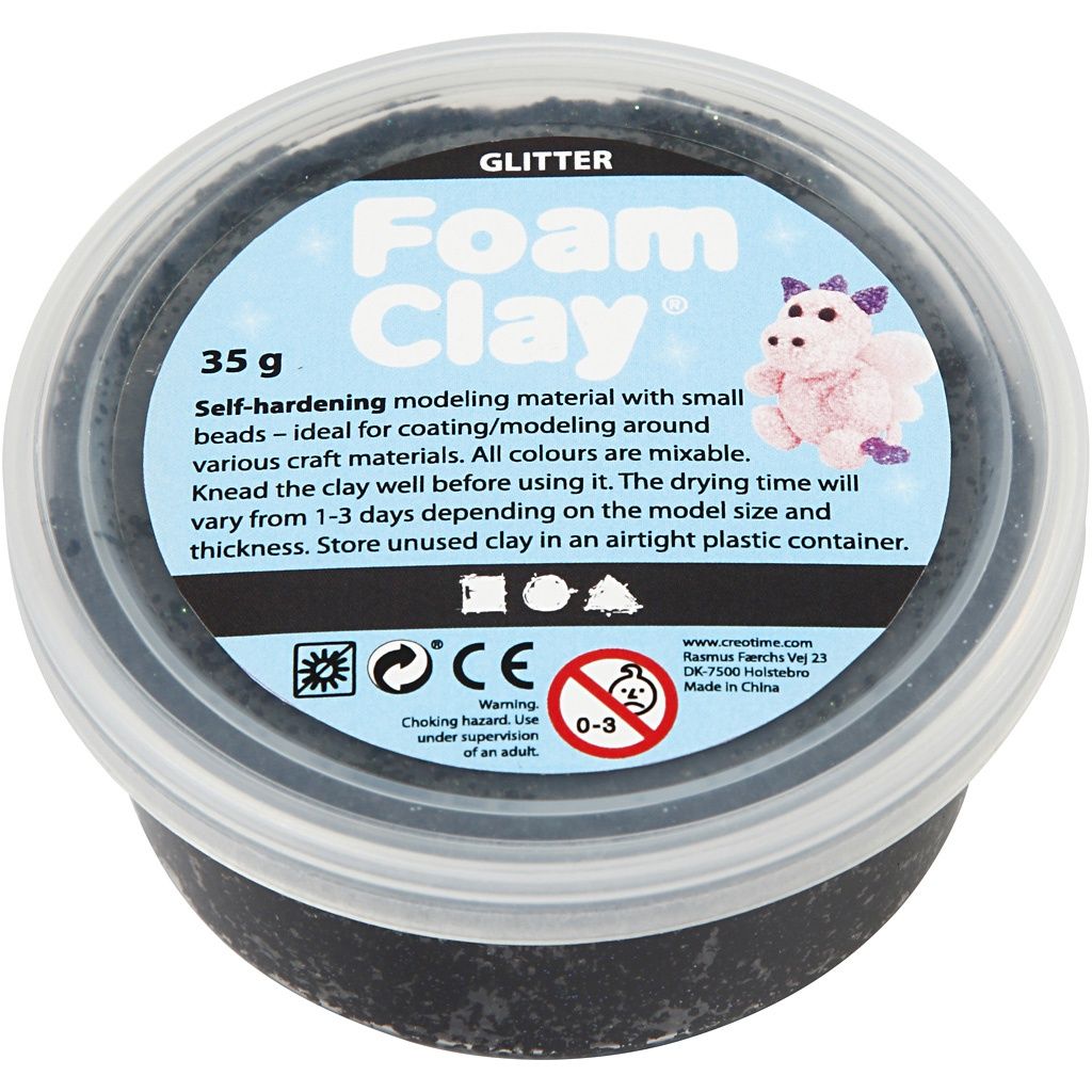 foam clay glitter zwart