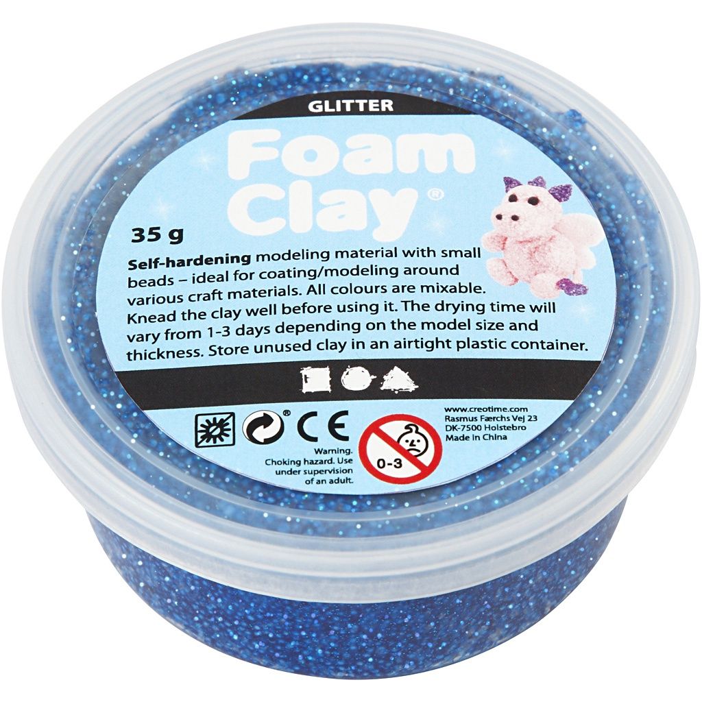 Foam clay glitter blauw