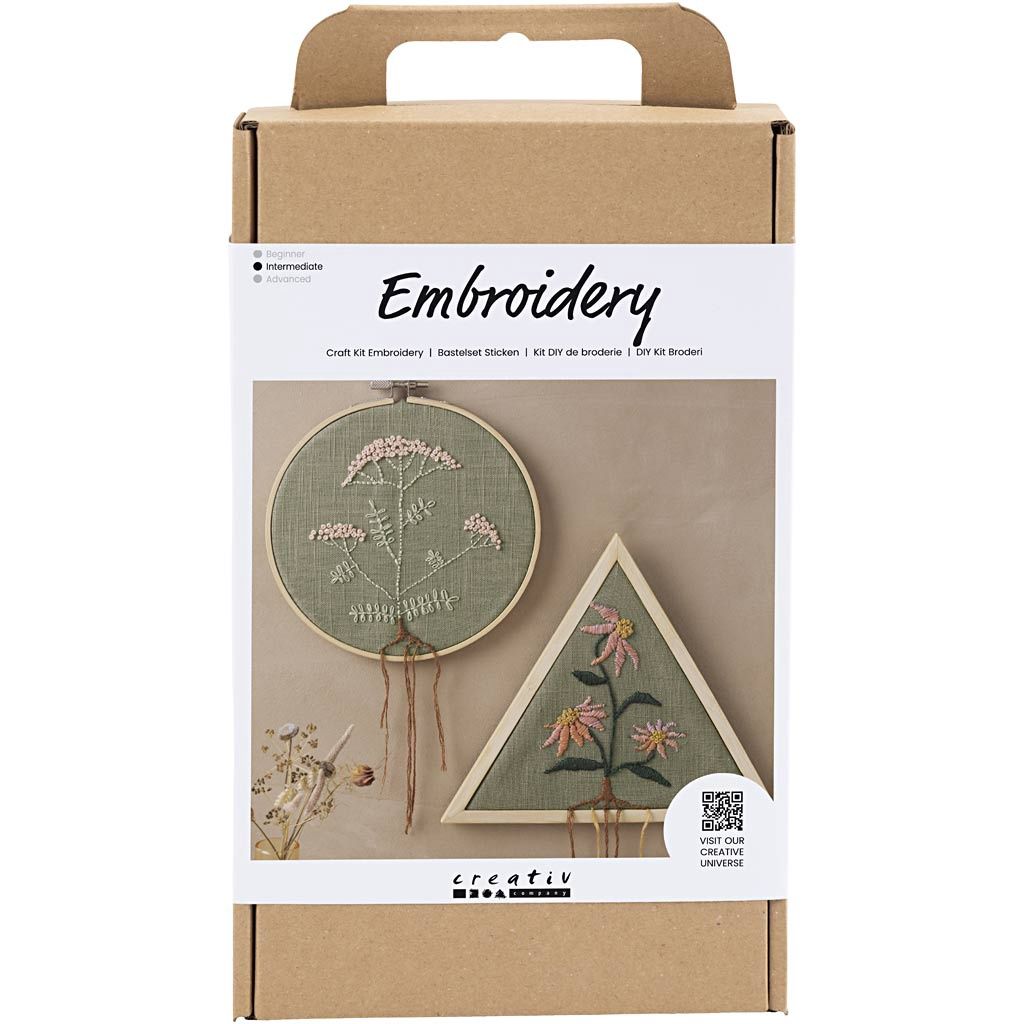 Hobbyset borduren Bloemen Dusty Groen