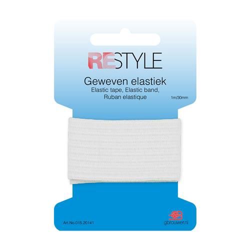 Geweven elastiek  30mm x 1mtr wit