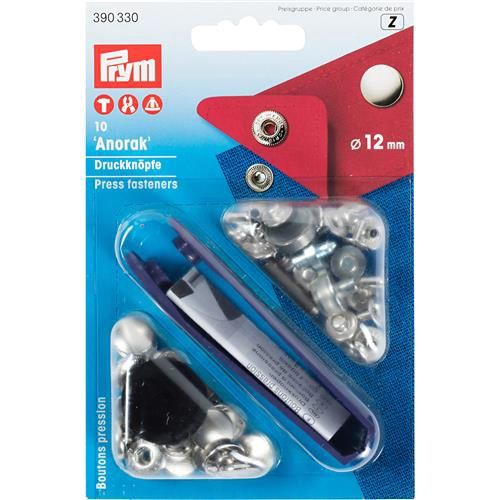 Prym Naaivrije drukknopen  Anorak 12mm zilverkl.