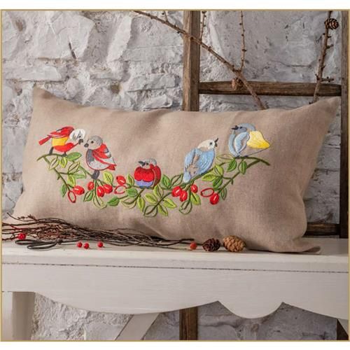 Langwerpig kussen Vintage vogels