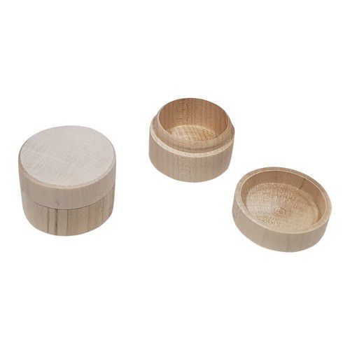 Houten Kistje voor ringen / oorbellen beukenhout Rond
