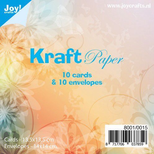Kraftkaarten met enveloppen - 14x14cm