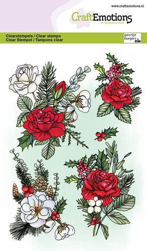 Clearstamps A6 - Kerst boeketjes roos GB (08-23)